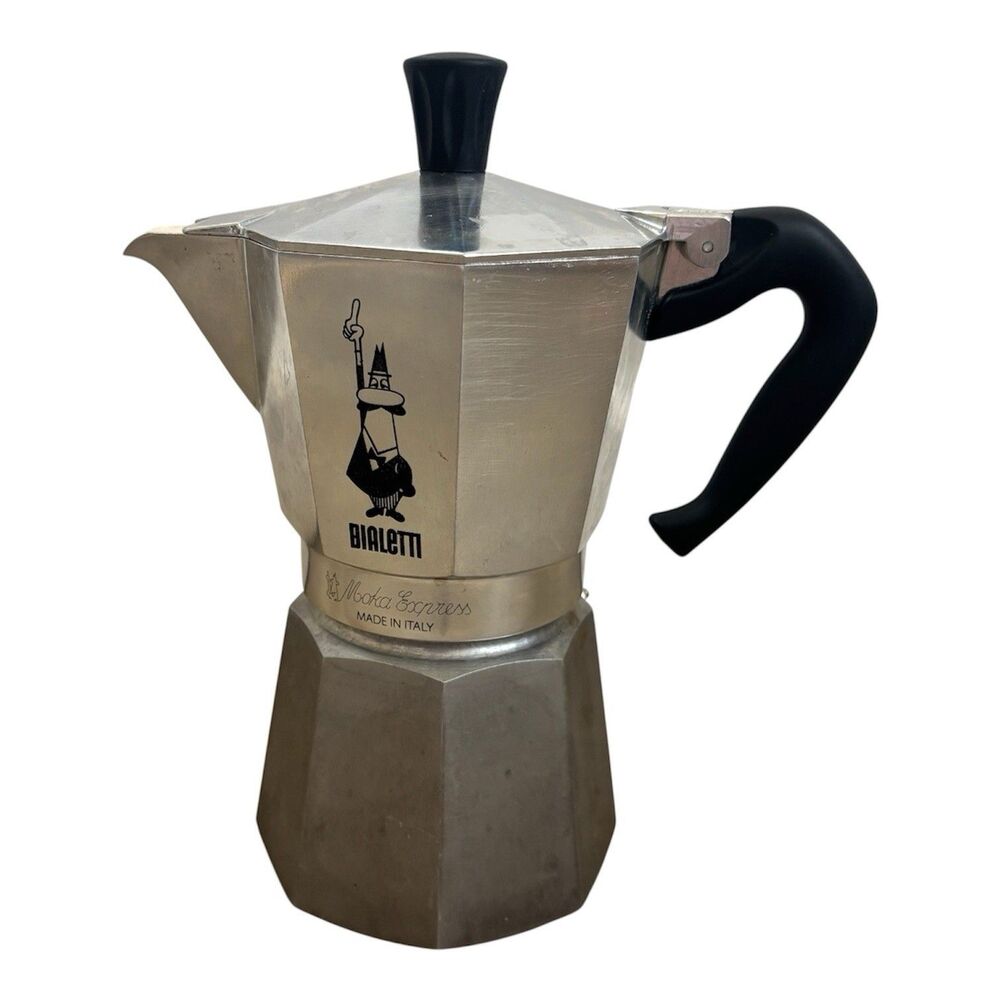Bialetti Moka Express Espresso Maker Aluminum Stovetop Coffee Pot 3Cup Italy VTG